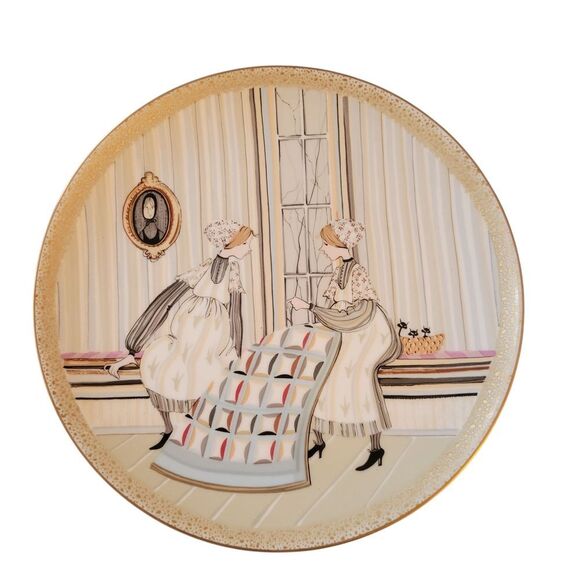 P. BUCKLEY MOSS "HOMEMAKERS A- QUILTING" 8.5" PLATE - Picture 2 of 5